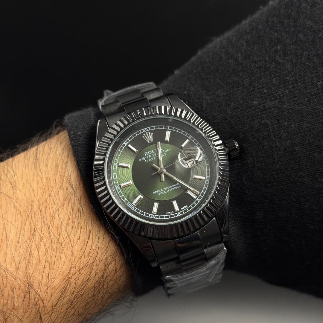 Rlx Datejust New Negro Tablero Verde