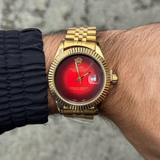 Rlx Datejust premium dorado tablero rojo