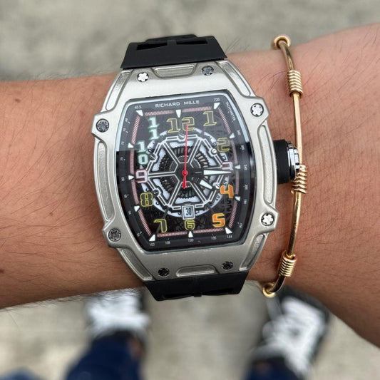 RICHARD MILLE 2025 NEGRO CAJA PLATEADA