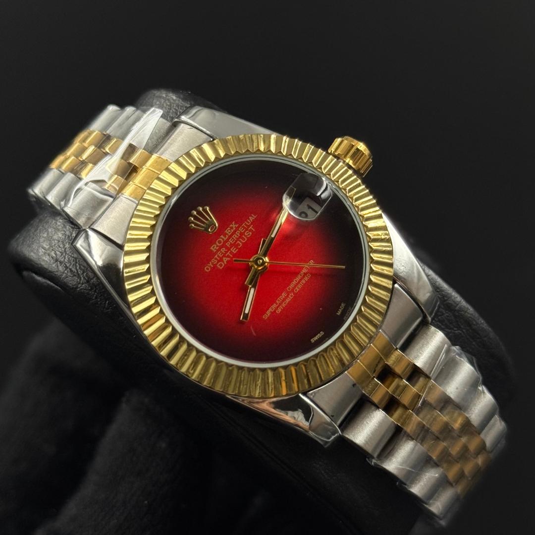 Rlx Datejust Mujer Bicolor Tablero Rojo