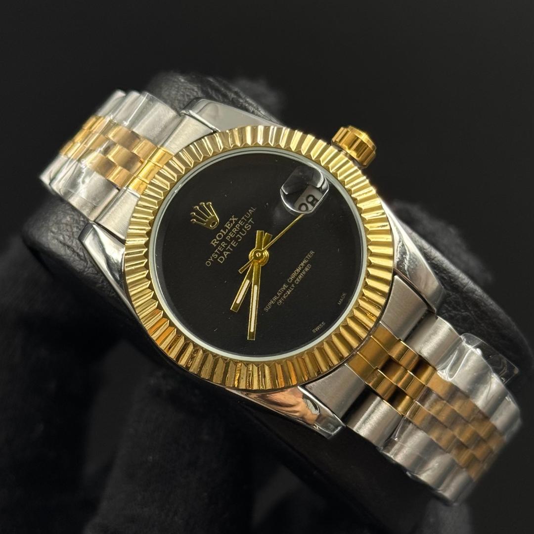 Rlx Datejust Mujer Bicolor Tablero Negro