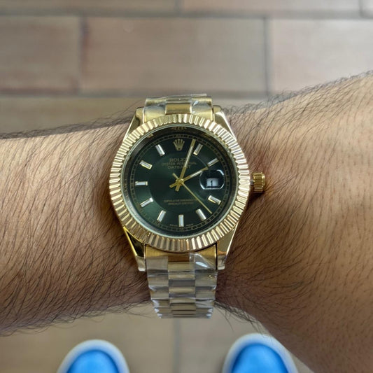 Rlx Datejust 2025 Tallado Premium Dorado Tablero Verde