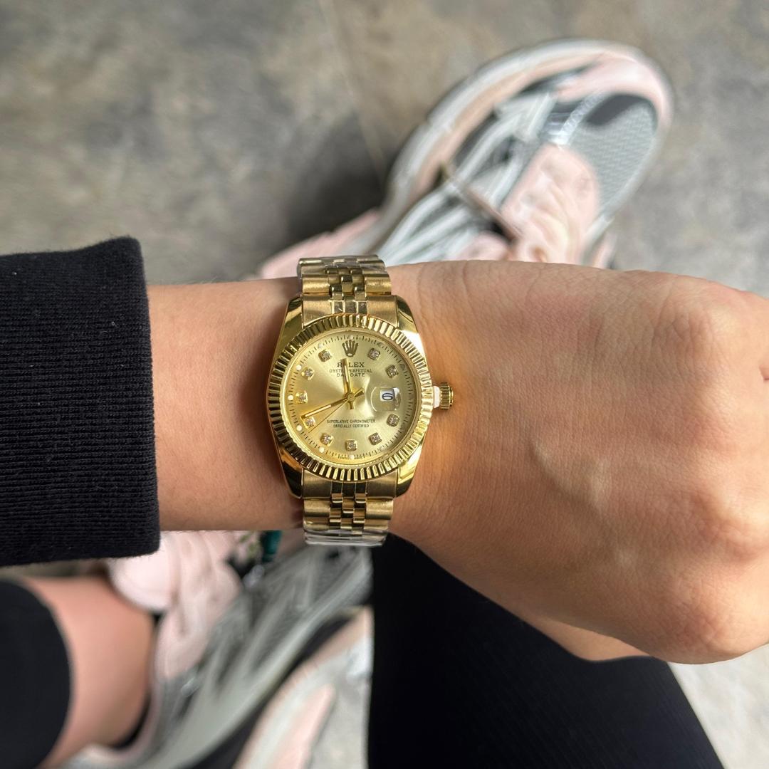 Rlx Datejust Mujer Premium Dorado Tablero Dorado