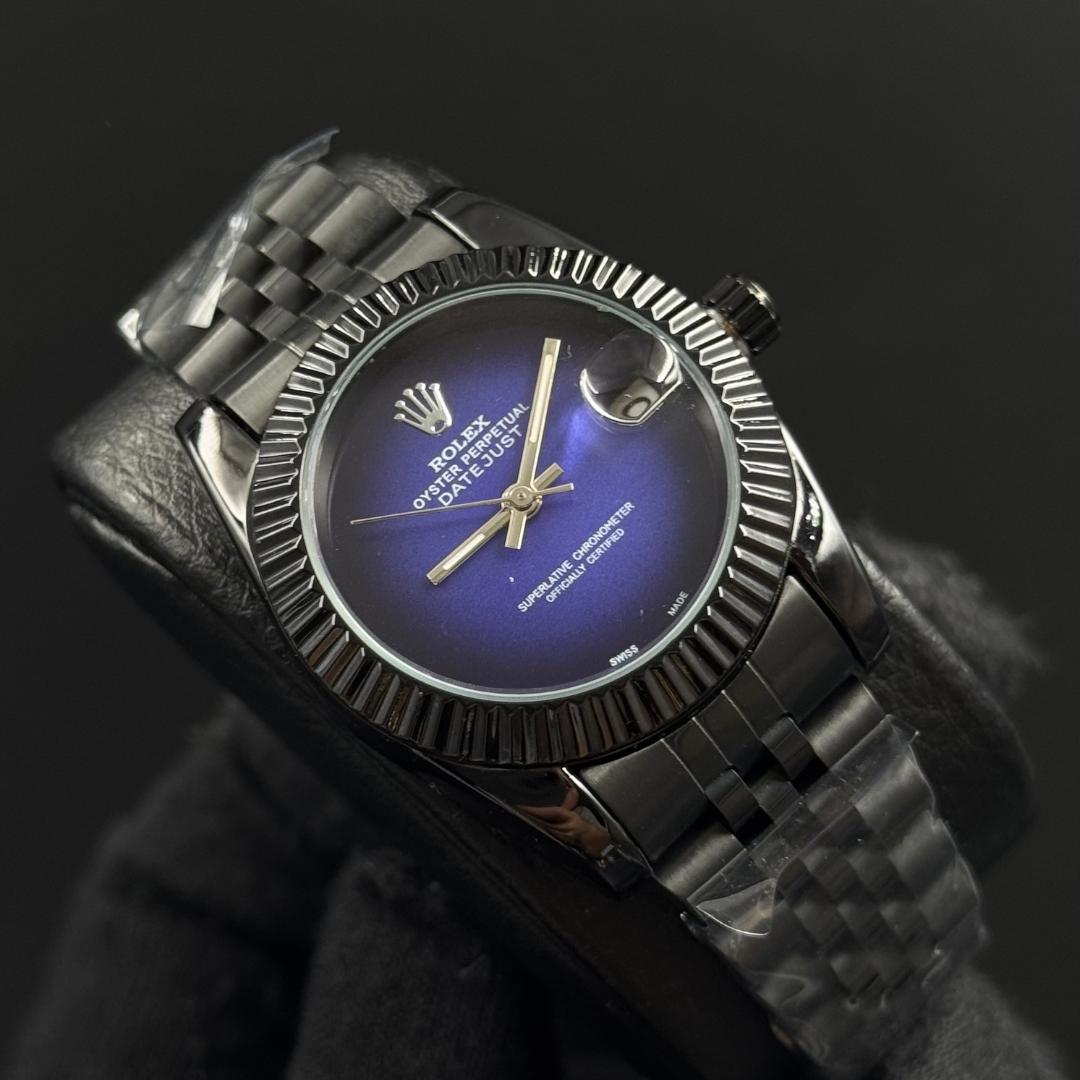 Rlx Datejust Mujer Negro Tablero Azul