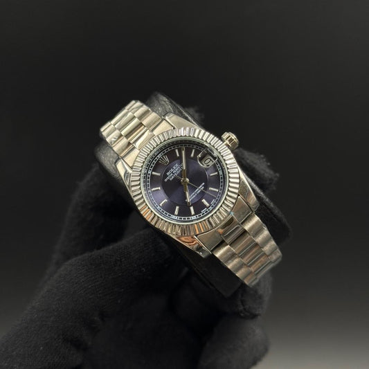 Rlx Datejust Mujer Plateado Tablero Azul