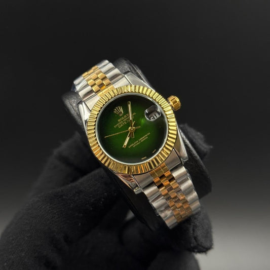 Rlx Datejust Mujer Bicolor Tablero Verde