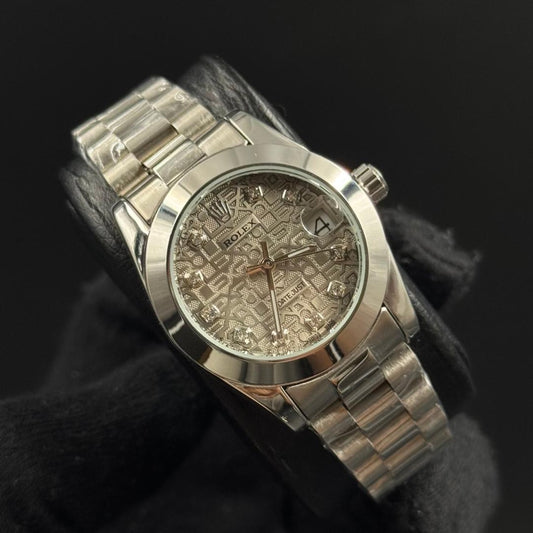 Rlx Datejust Mujer Logo Plateado Tablero Gris