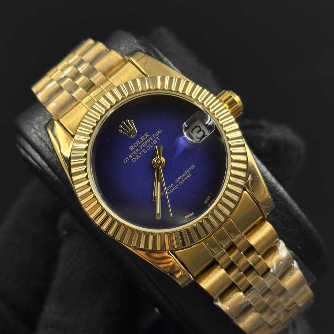 Rlx Datejust Mujer Dorado Tablero Azul