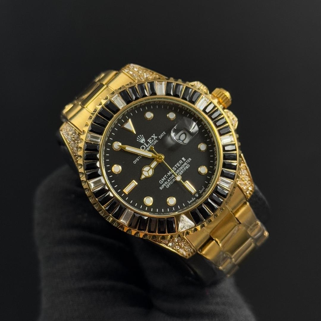 Rlx Submariner Diamonds Dorado Tablero Negro