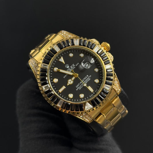 Rlx Submariner Diamonds Dorado Tablero Negro