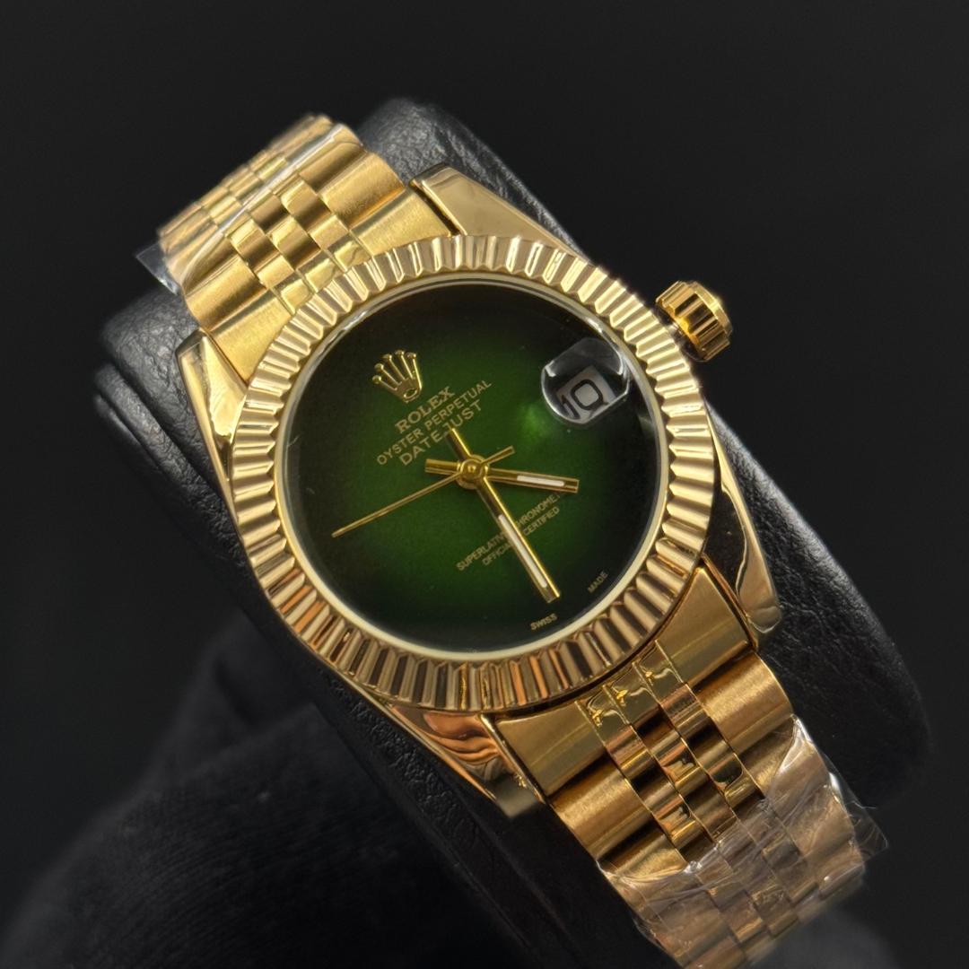 Rlx Datejust Mujer Dorado Tablero Verde