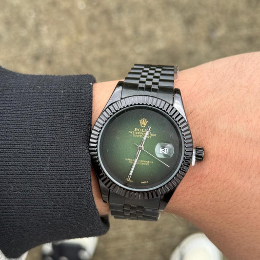 Rlx Datejust liso premium negro tablero verde