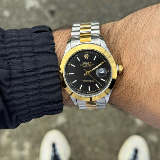 Rlx Datejust premium bicolor tablero negro